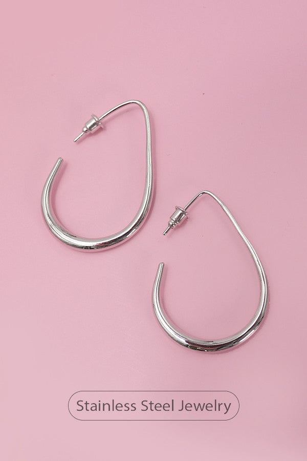 Waterproof Silver Hoops