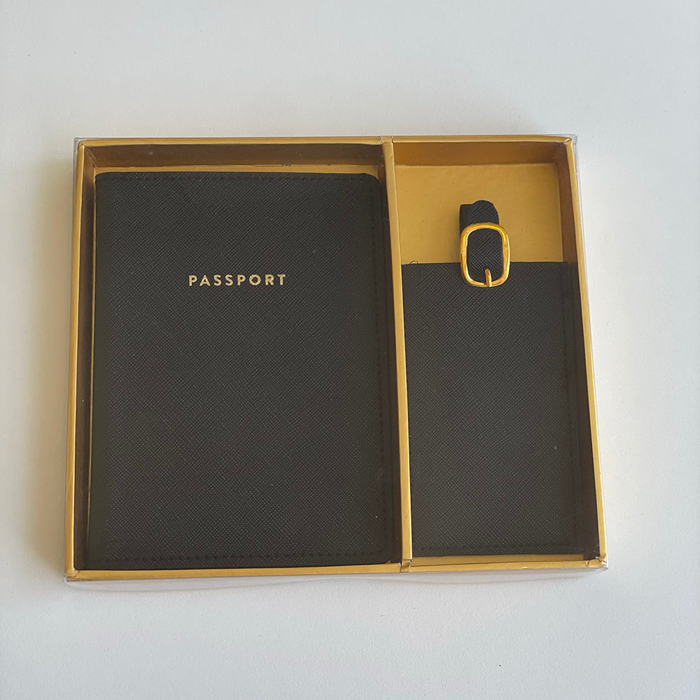 Black Luggage Tag Passport Holder