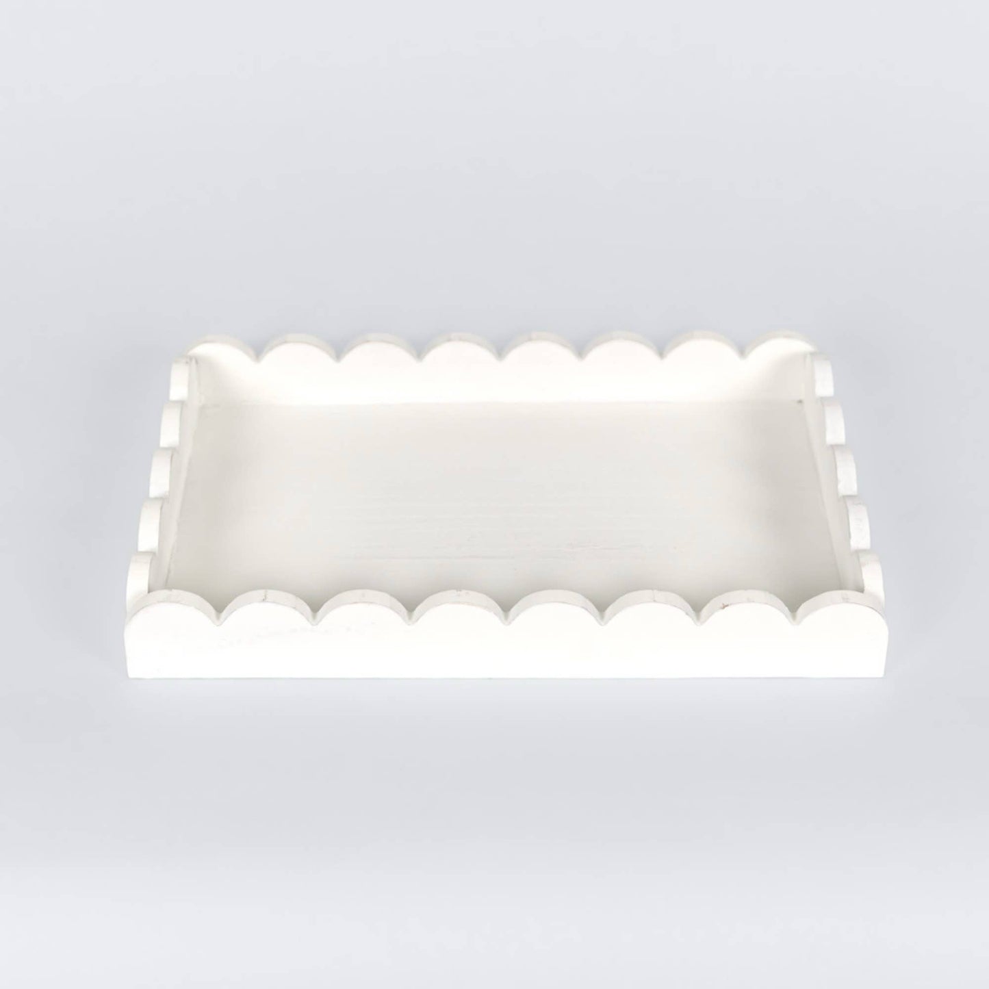 White Wood Scallop Tray