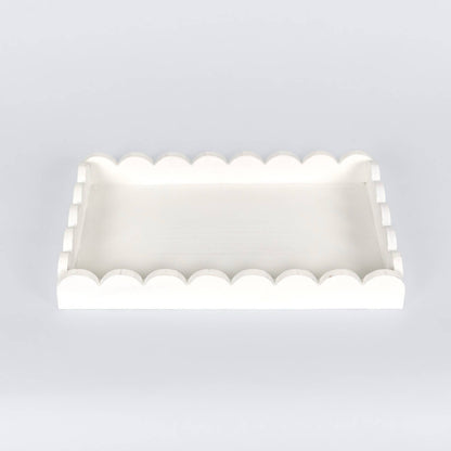 White Wood Scallop Tray