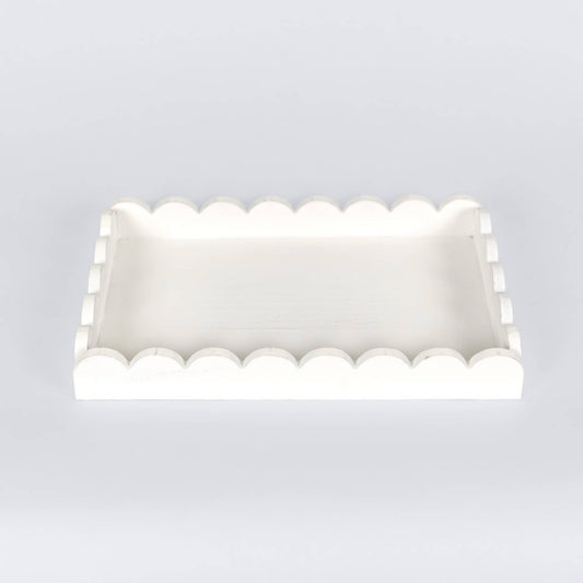 White Wood Scallop Tray