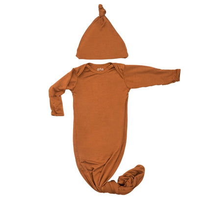 Autumn Orange Newborn Gown and Hat