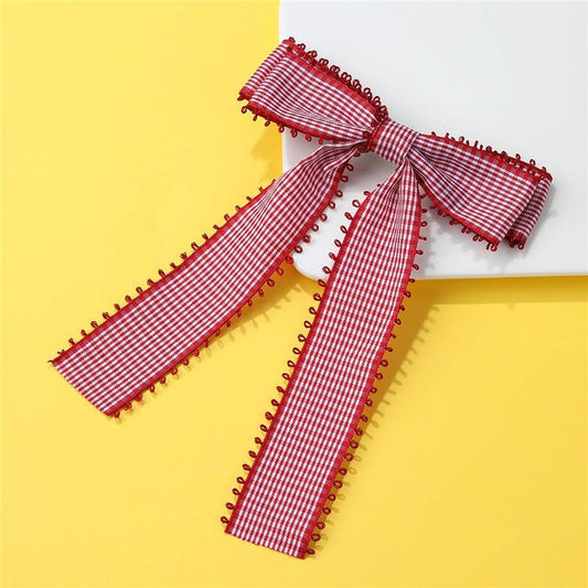 Red Gingham Bow Hair Clip