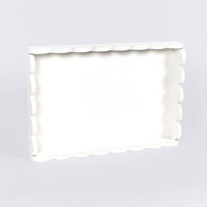 White Wood Scallop Tray