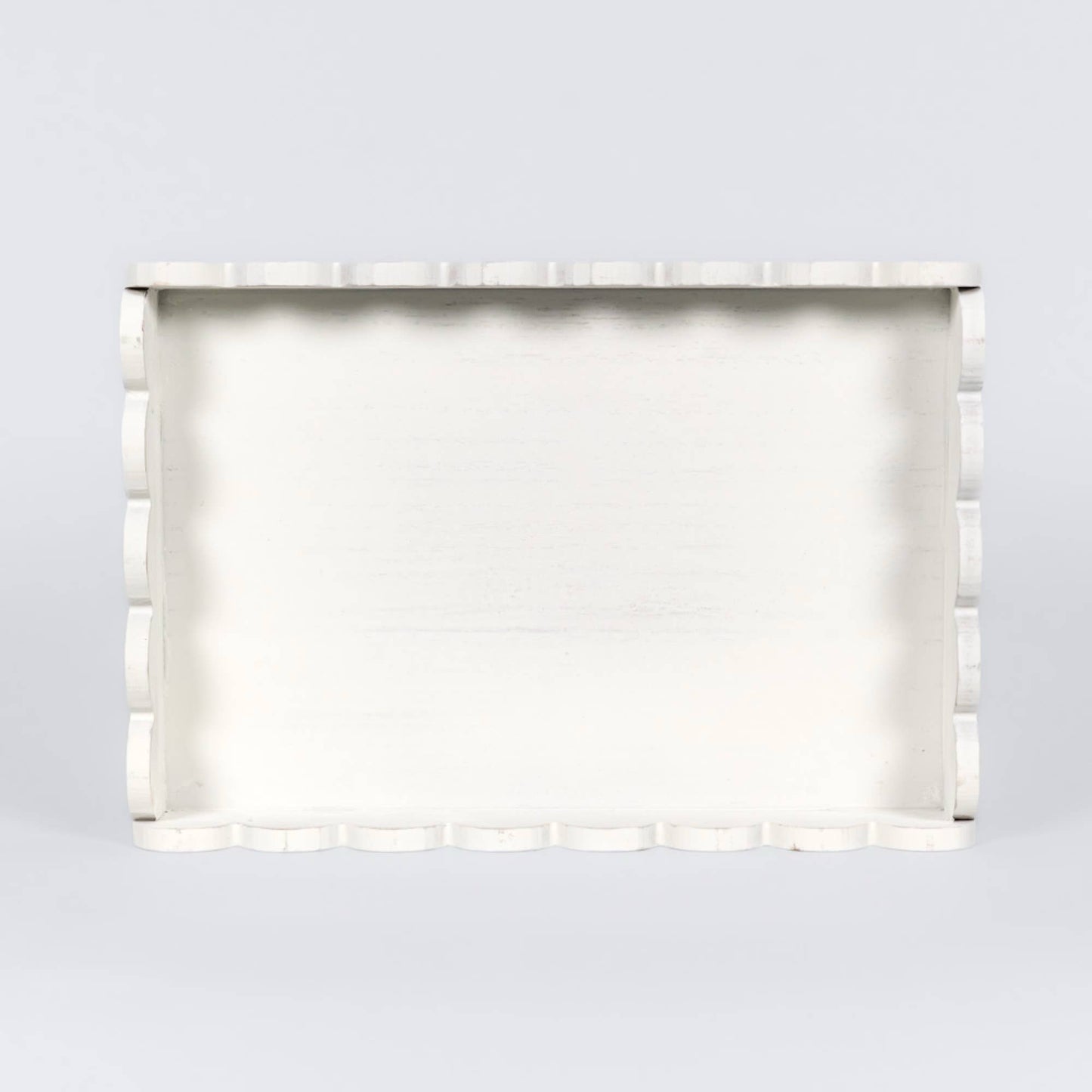 White Wood Scallop Tray