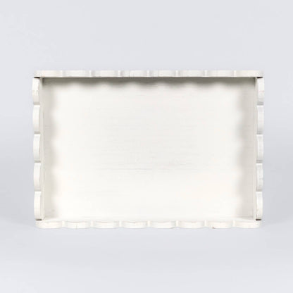 White Wood Scallop Tray