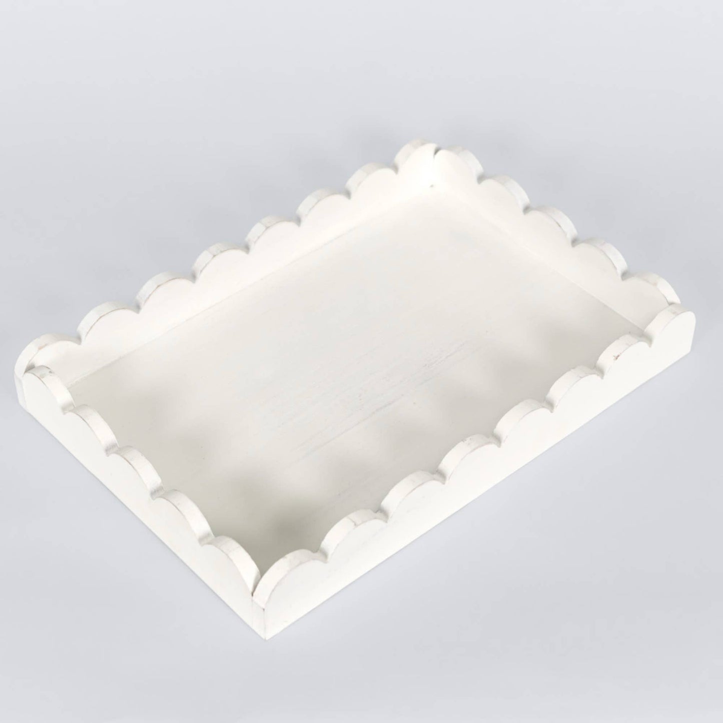 White Wood Scallop Tray
