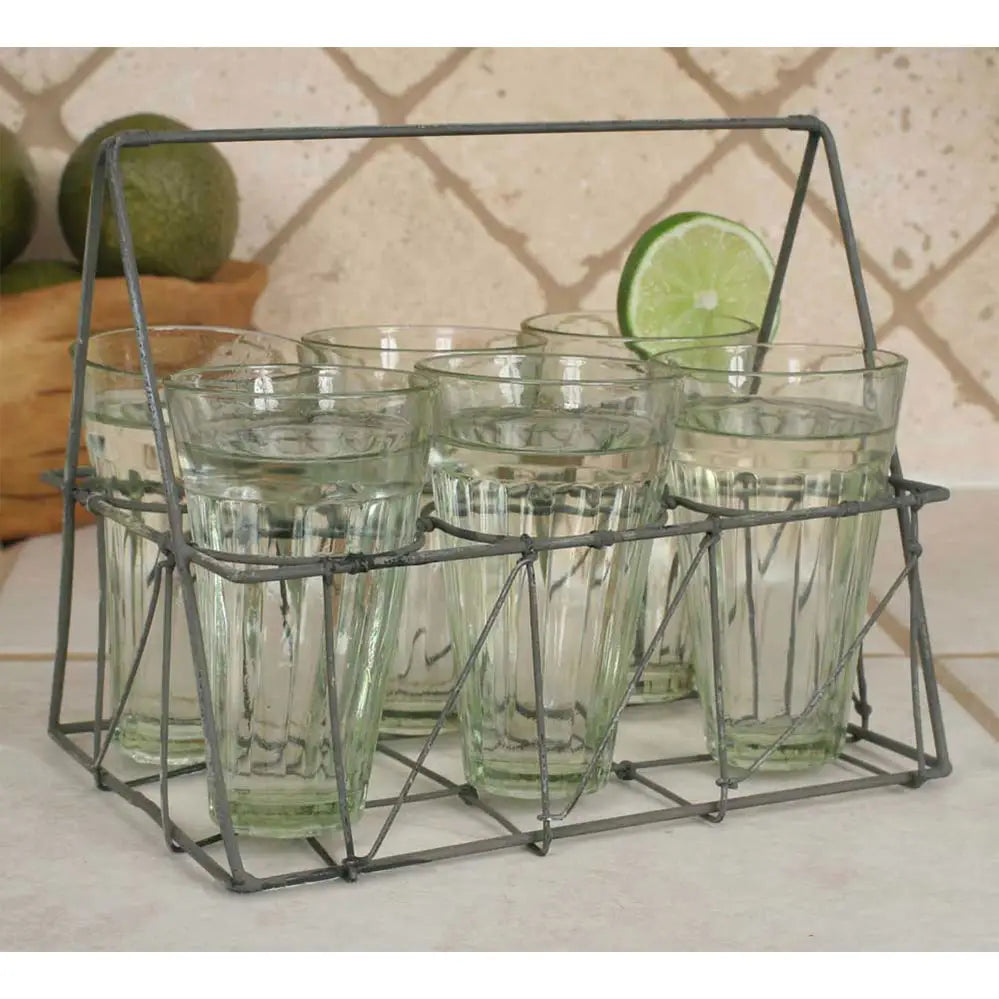 Wire Caddy with Six Glasses