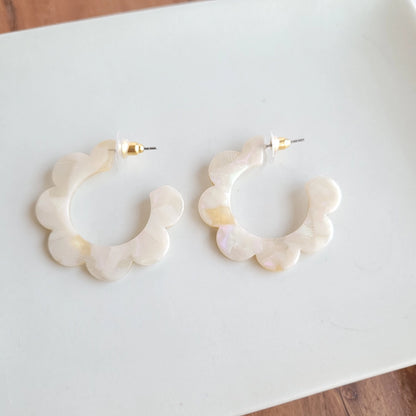 Cream Scalloped Earrings