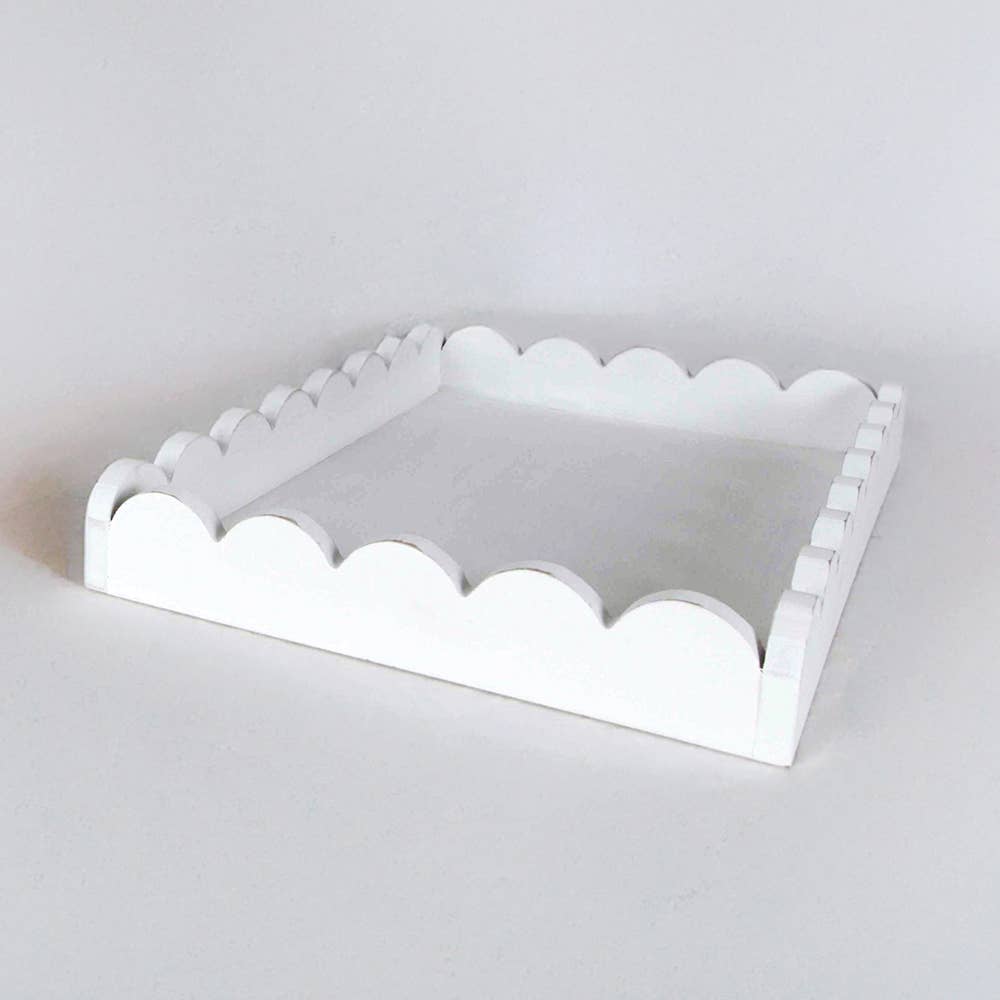 White Wood Scallop Tray