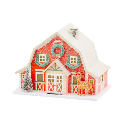 Light Up Red Reindeer Barn