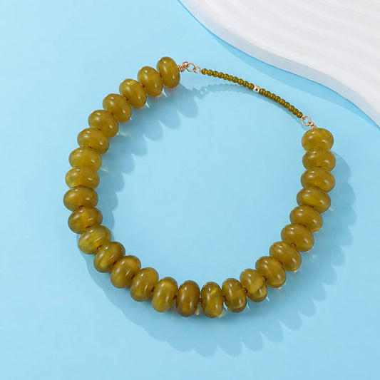 Chunky Beaded Olive Necklace
