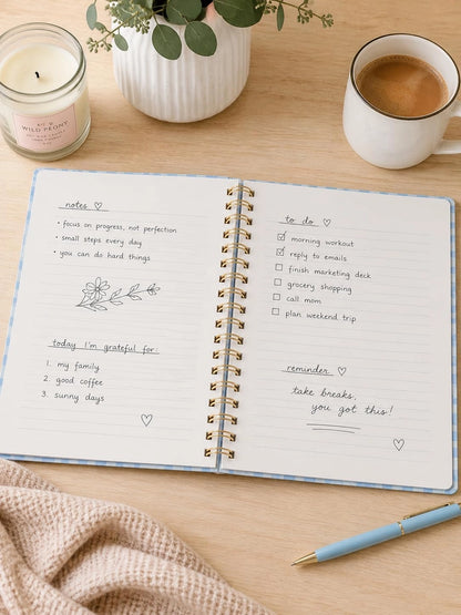 Blue Gingham Spiral Notebook