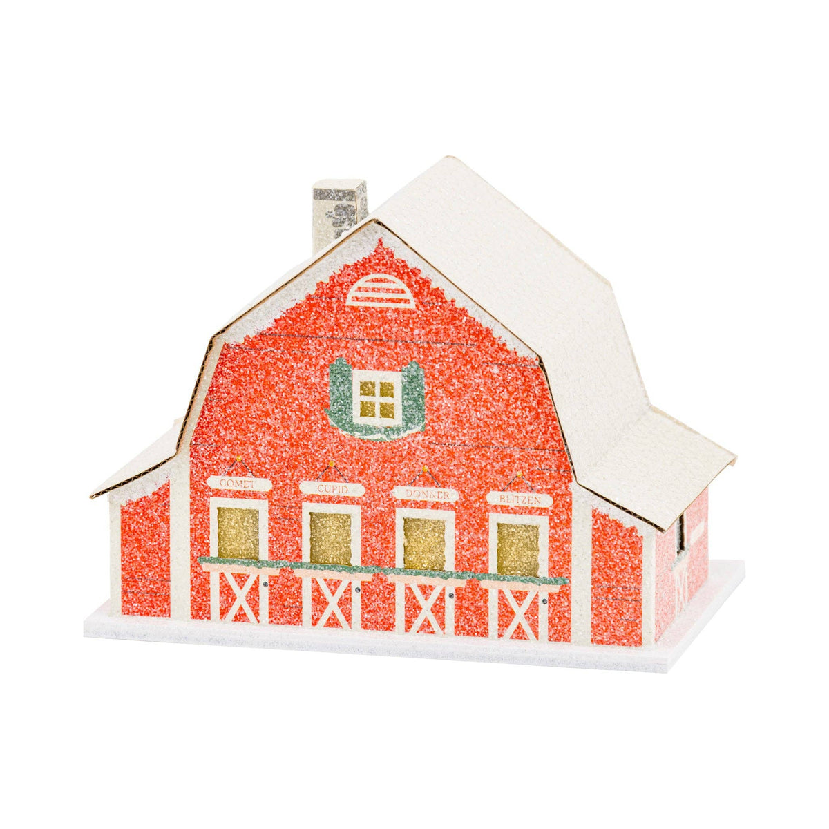 Light Up Red Reindeer Barn