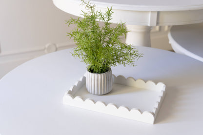 White Wood Scallop Tray